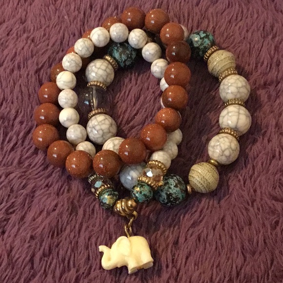 New Boho Bead Bracelet- Set Of 3 - Picture 1 of 11